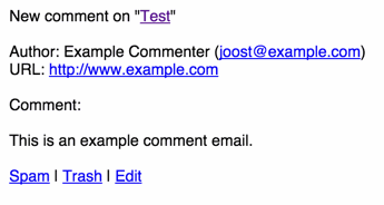 Screenshot of a clean comment email