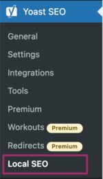 Screenshot of the Yoast Local SEO menu item