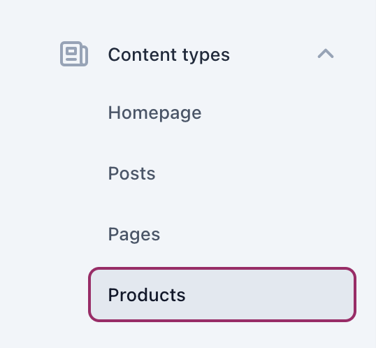 Screenshot showing. the products menu item in the Yoast SEO settings