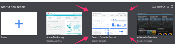 use Google Search Console template in Google Data Studio