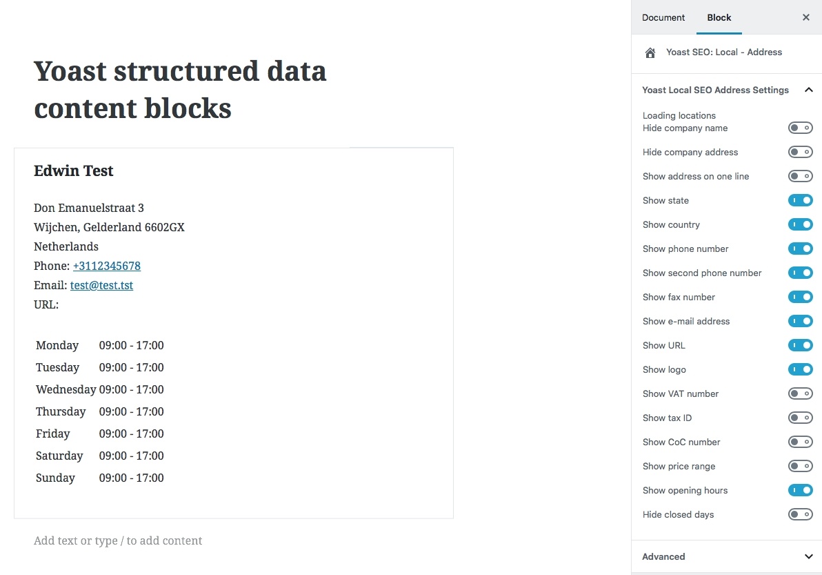 Address content block