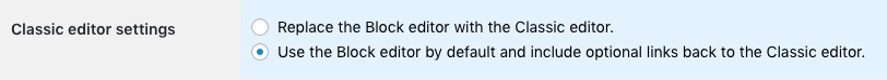 Classic Editor settings