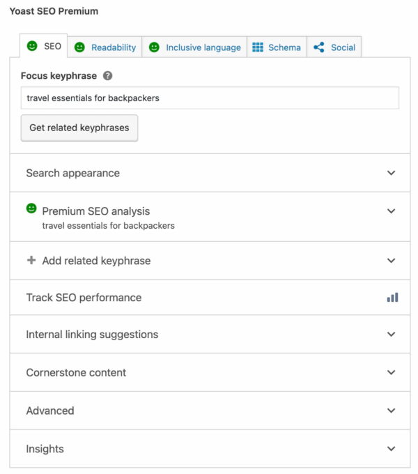 Screenshot of the Yoast meta box