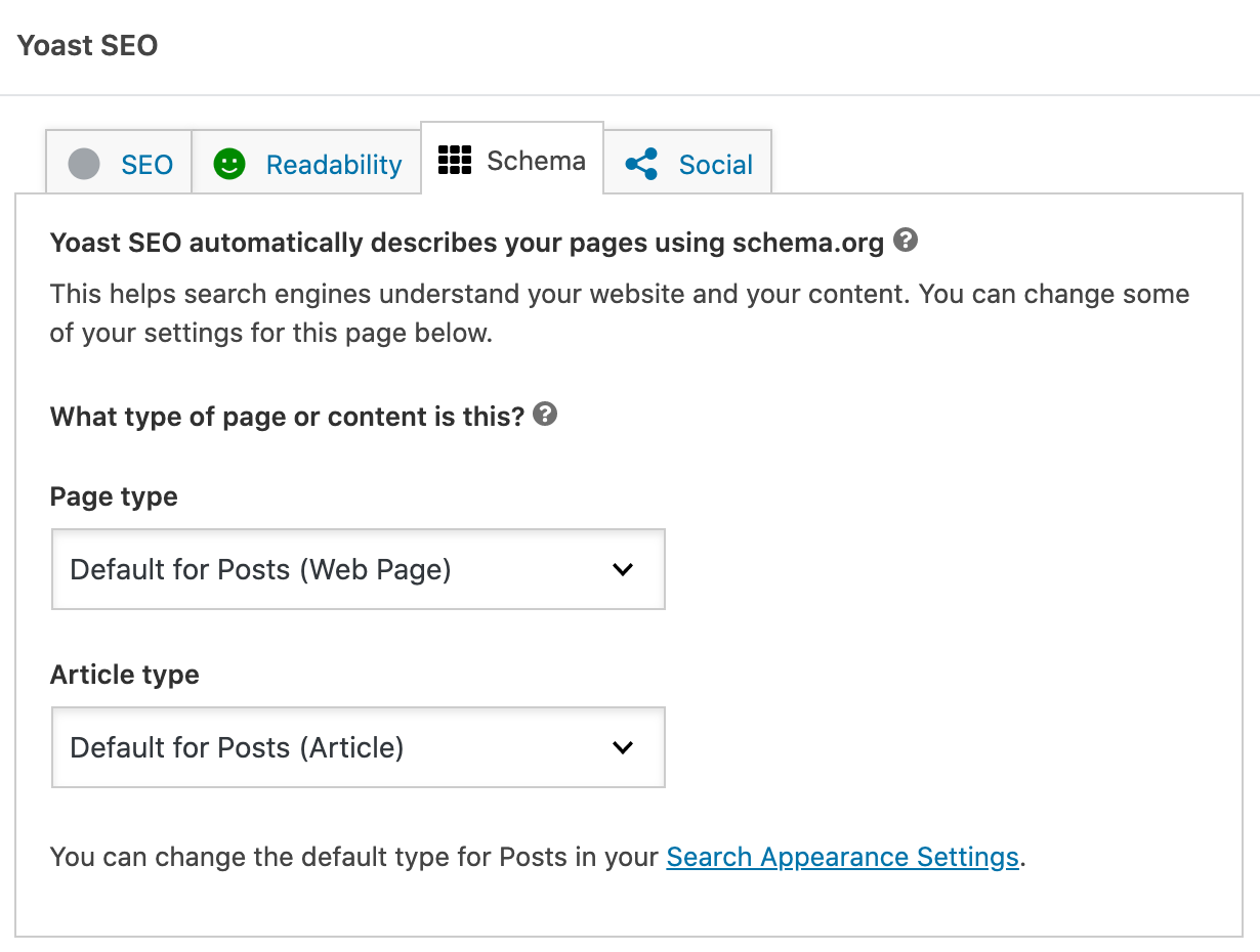 the schema tab in Yoast SEO