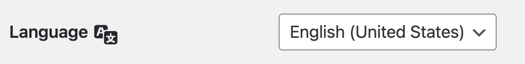 The language setting in the WordPress user profile screen.