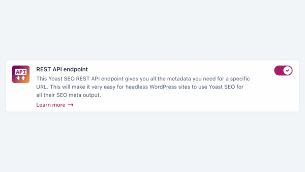the rest api feature in yoast seo with the toggle switched to on