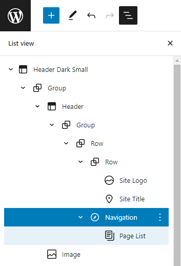 The list view in full site editing in WordPress