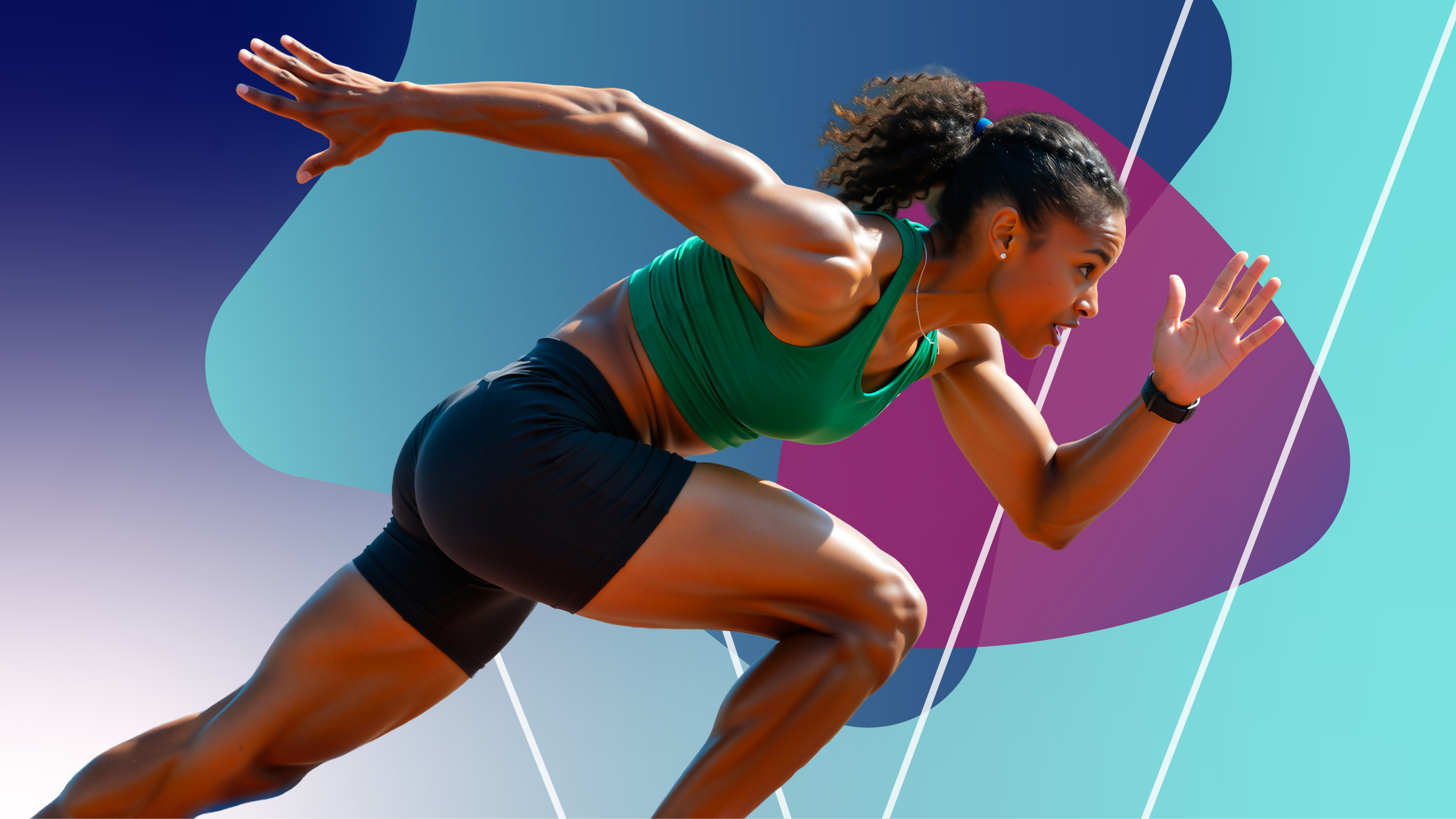 An image showing a female runner starting her race