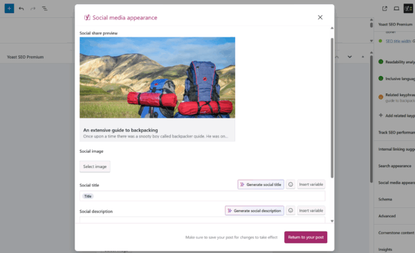 Yoast Premium Social preview